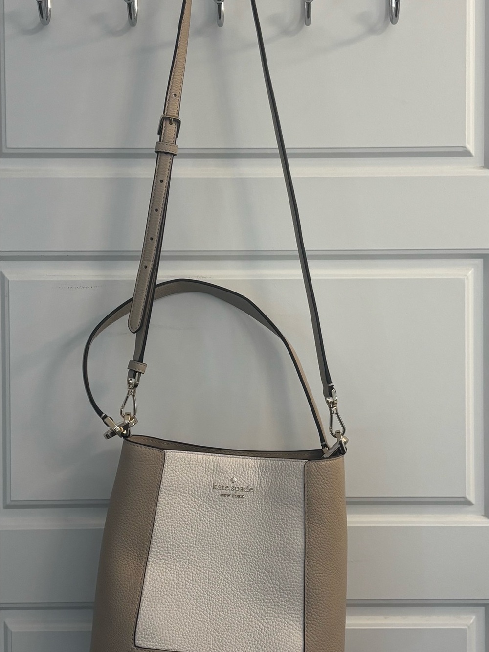 kate spade Two-Tone Taupe & Cream Leather Shoulder Bag